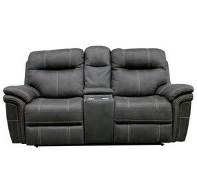 Mason Charcoal Performance Fabric Power Reclining Console Loveseat with Power Headrest