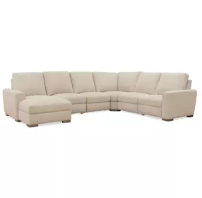 Live Beautifully Beige Performance Fabric 5 Piece Modular Power Reclining Optimus Sectional with Power Headrest