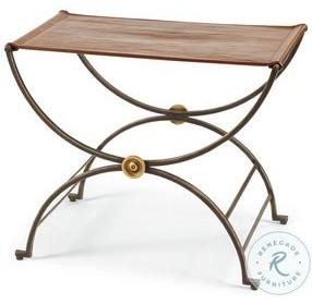 Niles Rustic Brown Leather Bench