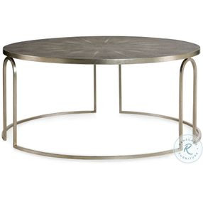 Thaxton Charcoal Faux Shagreen And Silver Leaf Cocktail Table