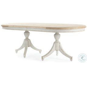 Madeline Washed Oak And Worn Light Grey 84" Extendable Double Pedestal Dining Table