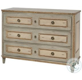 Corbett Aged Sage Green And Antique Cream 3 Drawer Chest