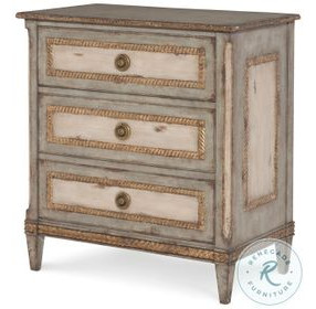 Corbett Aged Sage Green And Antique Cream 3 Drawer Nightstand
