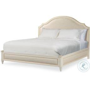 Madeline Worn Light Grey And Textured Linen Upholstered King Platform Bed