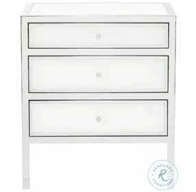 Blanca White And Polished Stainless Steel 26" Nightstand