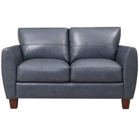 Traverse Ocean Blue Leather 58" Loveseat