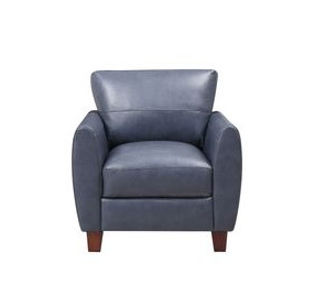 Traverse Ocean Blue Leather Upholstered Accent Chair