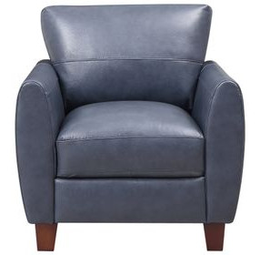 Traverse Ocean Blue Leather Upholstered Accent Chair