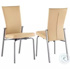 Molly Beige And Brushed nickel Motion Back Side Chair Set of 2