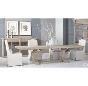 Monastery Smoke Gray Rectangular Extendable Trestle Dining Room Set