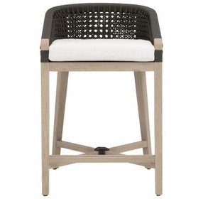 Montecito Anthracite And White Performance Fabric Outdoor Counter Height Stool