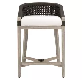 Woven Peyton Pearl Performance Fabric Upholstered Montecito Counter Height Stool
