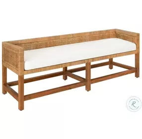 Monterey Ivory Linen Cane Bench