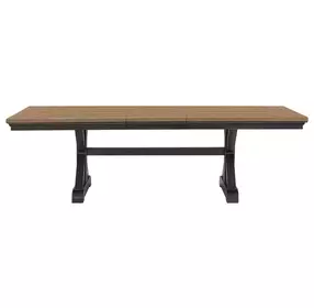 Johnshaven Espresso and Brown 100" Extendable Rectangular Dining Table