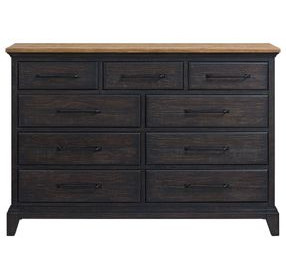 Johnshaven Espresso and Brown 9 Drawer Dresser