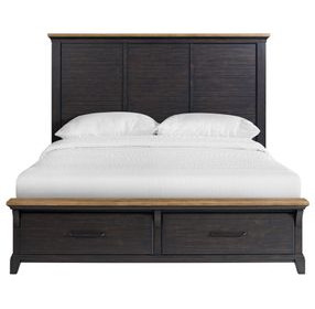 Johnshaven Espresso and Brown King Storage Panel Bed
