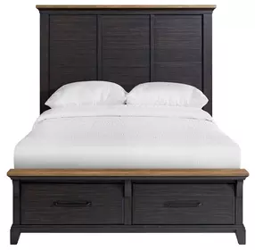 Johnshaven Espresso and Brown Queen Storage Panel Bed