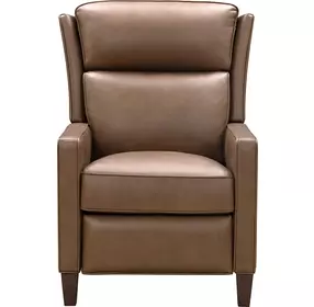 Moore Cashmere Taupe Leather Push Thru The Arms Recliner