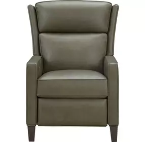 Moore Oasis Olive Leather Power Recliner with Power Headrest and USB Charging