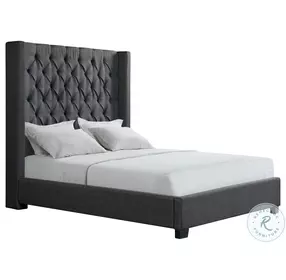 Arden Morrow Charcoal Tufted Queen Upholstered Panel Bed