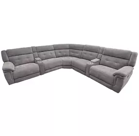 Richland Bristol Grey 7 Piece Modular Power Reclining Sectional With Adjustable Power Headrests