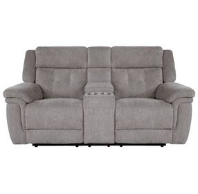Richland Bristol Grey Power Reclining Console Loveseat With Power Headrest