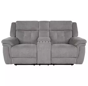 Richland Bristol Grey 80" Power Reclining Console Loveseat With Power Headrest