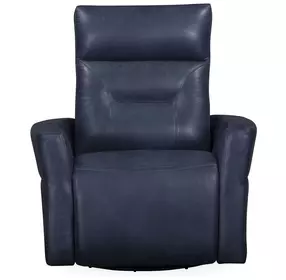 Remmington Vintage Navy Leather Swivel Glider Power Recliner