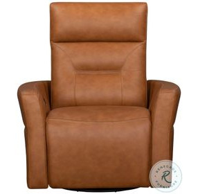 Rhettmere Vintage Caramel Leather Swivel Glider Power Recliner