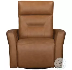 Rhettmere Vintage Caramel Leather Swivel Glider Power Recliner
