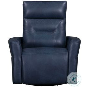 Rhettmere Vintage Navy Leather Swivel Glider Power Recliner