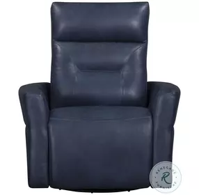 Rhettmere Vintage Navy Leather Swivel Glider Power Recliner