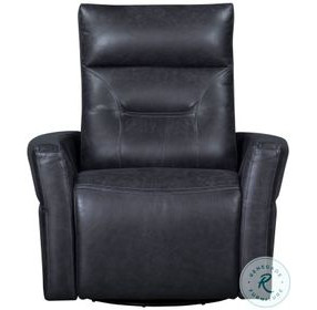 Rhettmere Vintage Slate Leather Swivel Glider Power Recliner