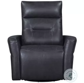 Rhettmere Vintage Slate Leather Swivel Glider Power Recliner