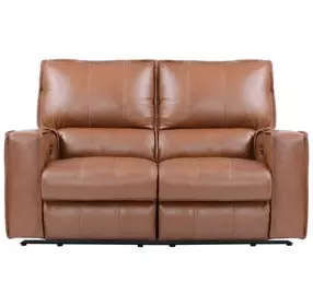 Rockford Verona Saddle Leather 64" Power Reclining Loveseat with Power Headrest and Footrest