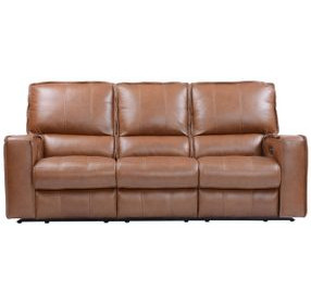 Rockford Verona Saddle Leather Power Reclining Sofa with Power Headrest and Footrest