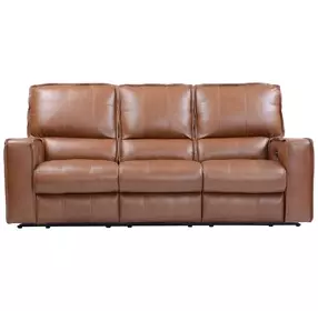 Rockford Verona Saddle Leather 86" Power Reclining Sofa with Power Headrest and Footrest