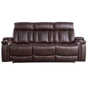 Royce Fantom Brown Power Reclining Sofa with Drop Down Console and Power Headrest