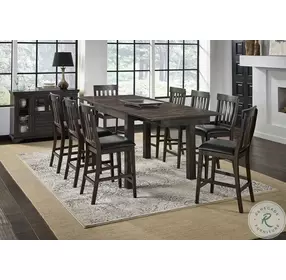 Mariposa Warm Gray 100" Extendable Rectangular Gathering Height Dining Room Set