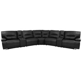 Spartacus Black Performance Fabric 7 Piece Modular Power Reclining Sectional