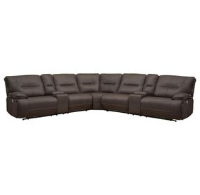 Spartacus Chocolate Performance Fabric 7 Piece Modular Power Reclining Sectional