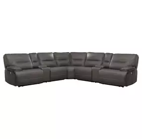 Spartacus Haze Performance Fabric 7 Piece Modular Power Reclining Sectional