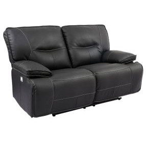 Spartacus Black Dual Performance Fabric Power Reclining Loveseat with Power Headrest