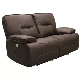Spartacus Chocolate Dual Performance Fabric 65" Power Reclining Loveseat with Power Headrest