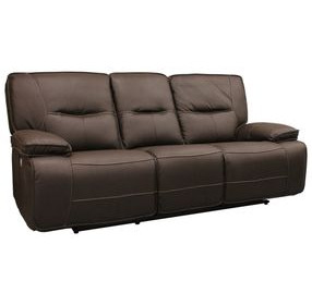 Spartacus Chocolate Dual Performance Fabric Power Reclining Sofa with Power Headrest