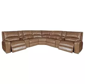 Swift Bourbon Leather 7 Piece Modular Power Reclining Sectional