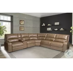 Swift Bourbon Leather Modular Power Reclining Sectional