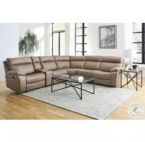 Thorne Stokes Toffee 6 Piece Performance Fabric Modular Manual Reclining Sectional