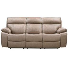 Theon Stokes Toffee Performance Fabric Reclining Sofa With Drop Down Table