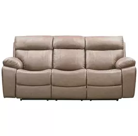 Theon Stokes Toffee Performance Fabric 88" Reclining Sofa With Drop Down Table